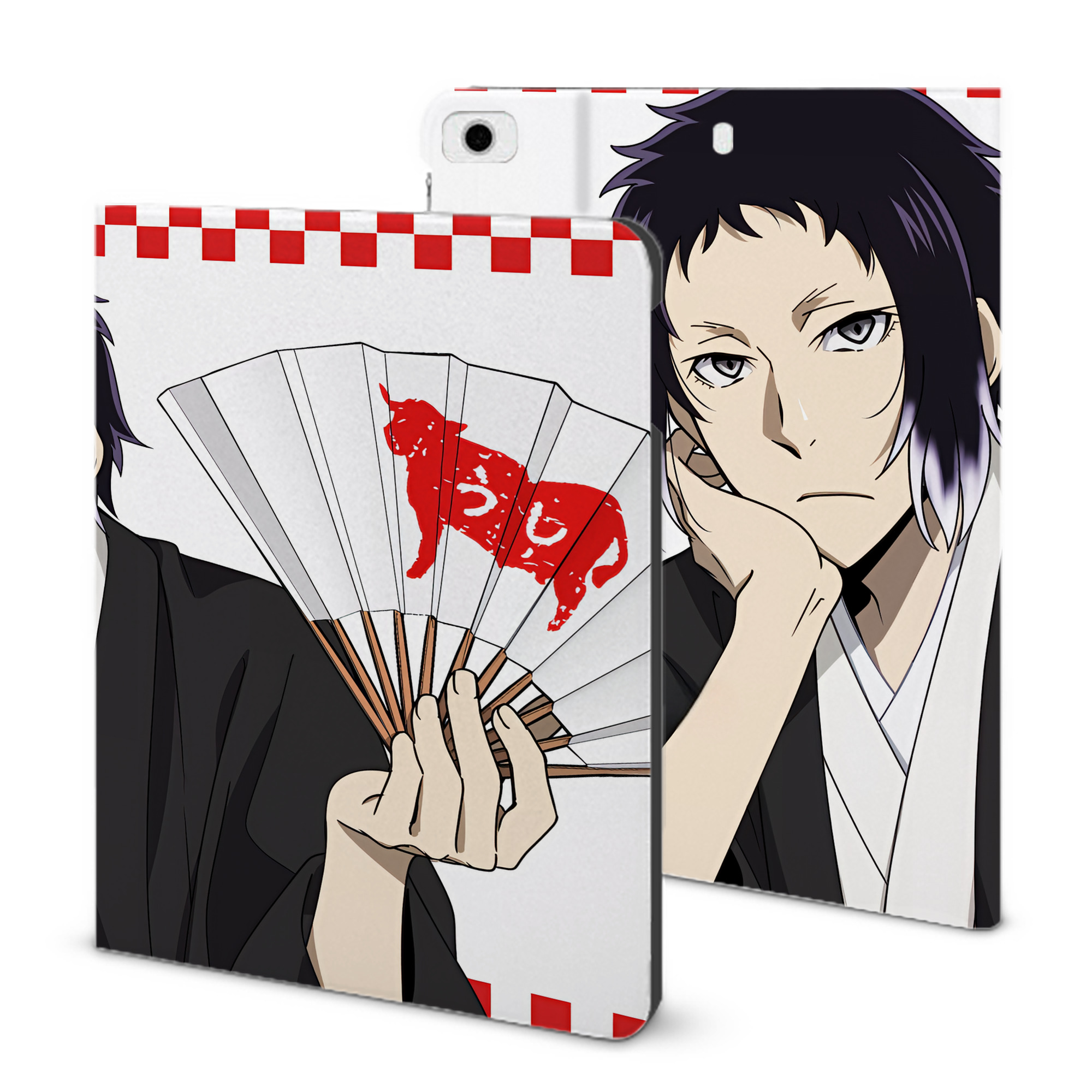 （画像用） 文豪ストレイドッグス Bungo Stray Dogs IPad ケース ブック型 PUレザー TPU 耐衝撃 軽量 薄型 ペン収納なし 全面保護 IPad 各モデル対応